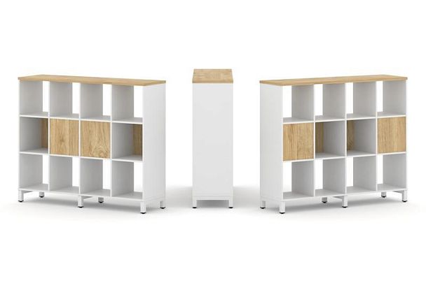 Style Project Набор стеллажа 2-х сторон., 3 яр. SN.NSD-341 Белый/Тиквуд Светлый/Металл Белый 1488*40 - Вид 1
