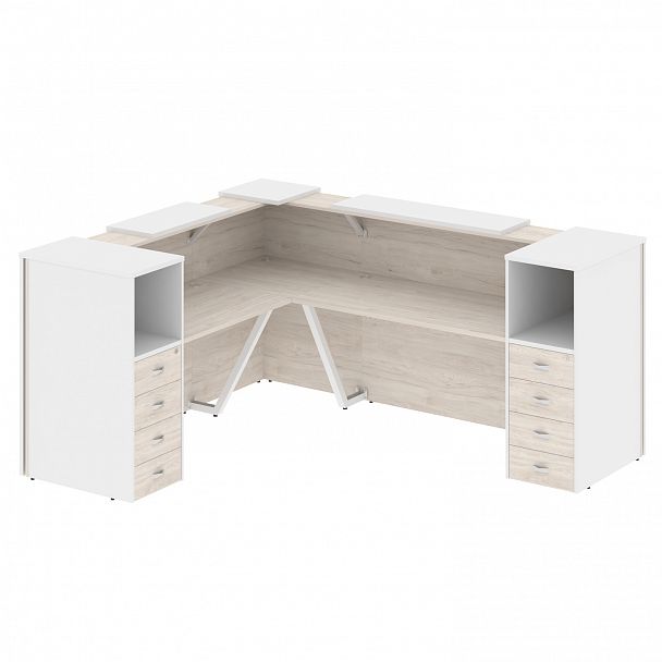 Ресепшн Г-образный "Onix" O.R-K-29 денвер светлый/белый - Вид 1