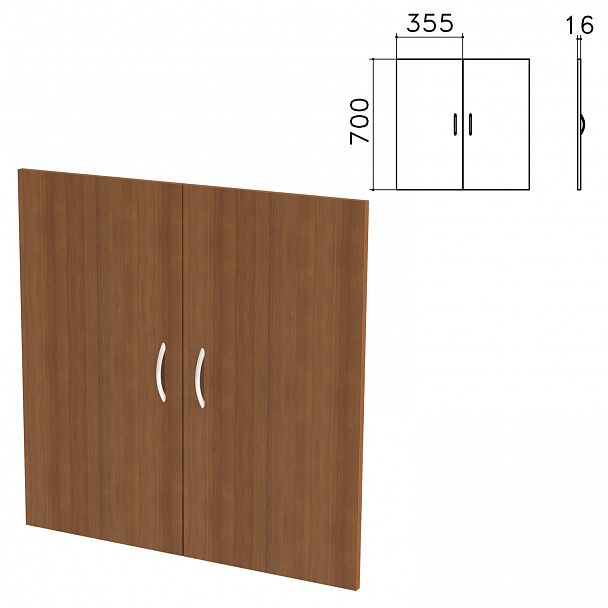 Дверь ЛДСП низкая "Бюджет", КОМПЛЕКТ 2 шт., 355х16х700 мм, орех французский, 402879-190 - Вид 2