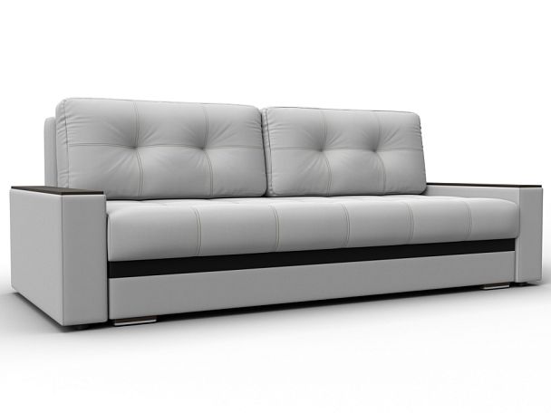 Диван прямой с декором Лига-096 НПБ Экокожа черный - Вид 1