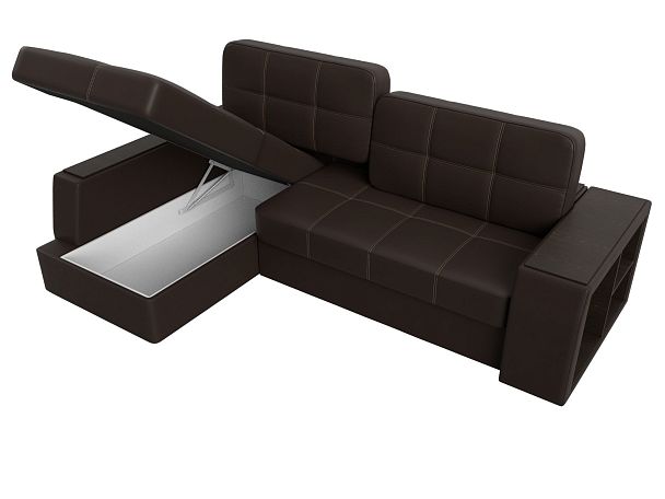 Угловой диван Брюссель левый (полностью экокожа коричневая) - Вид 7