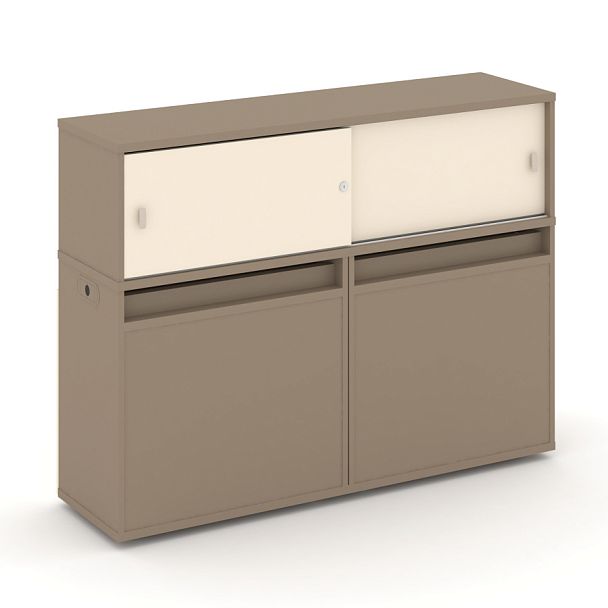 Estetica Набор №8. Тумба двойная+низкая надставка ES.NB.2N-8 Латте/Сатин 1500*410*1135 - Вид 1