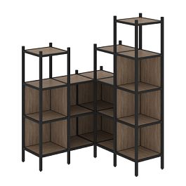 Loft Угловой внутренний стеллаж наборный VR.L-39 Дуб аризона/Чёрный металл 1278*1278*1869 - Фото предпросмотра