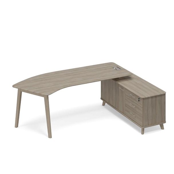 Стол руководителя эргономичный на тумбе правый (тип 5) WOOD Time wood ТМ В2 128 ВЛ ВЛ ВЛ вяз либерти - Вид 1