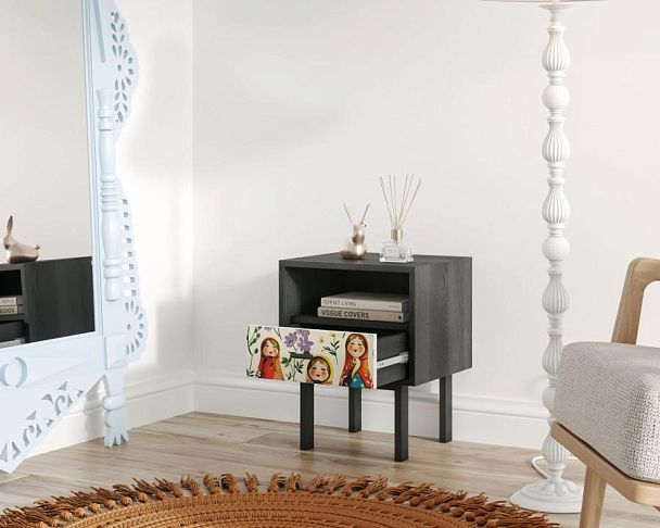 Тумбочка с нижним ящиком Emerson Матрешки арт EM17/Art04 - Вид 2