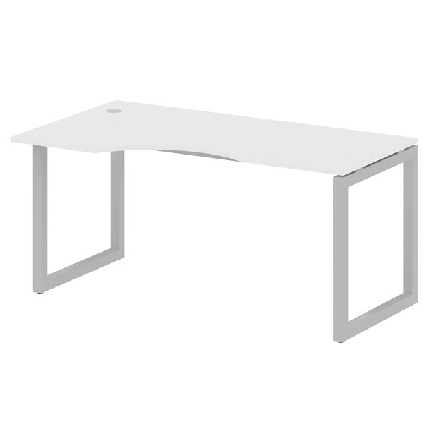 Metal System Quattro Стол криволинейный левый на О-образном м/к 50БО.СА-1 (L) Белый/Серый металл 1600*900*750 - Вид 1