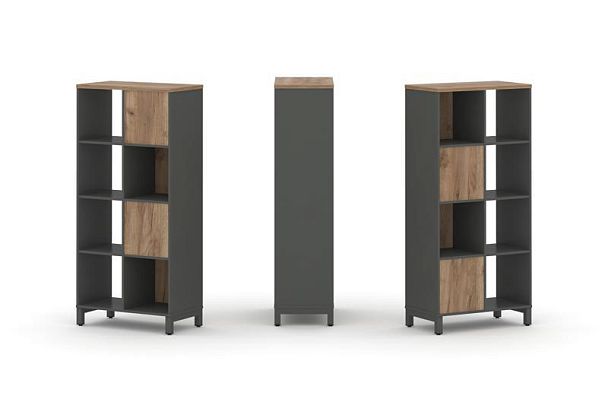 Стайл Проджект Набор стеллажа 2-х сторон., 4 яр. SN.NSD-421 Антрацит/Дуб Табак/Металл Антрацит 754*4 - Вид 1