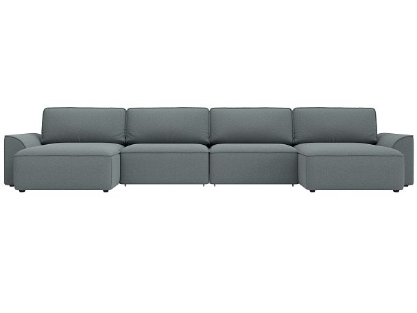 Диван п-образный Лига-048 НПБ лонг Рогожка серый - Вид 2