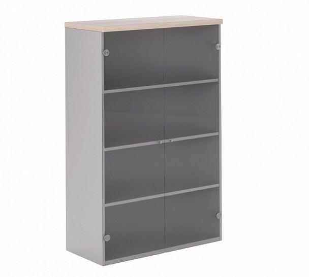 FLS321 Шкаф h140 со стеклянными дверями 900х420х1411 "Flash" ТК-002926000240 дуб беленый - Вид 1