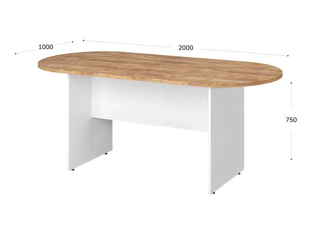 TANDEM RTD009-200-ME Конференц-стол овальный ун-й 2000х1000х750 Таксония медовая/Белый - Вид 2