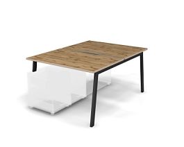 MATRIX 121В200-A Стол прямой двойной с опорой на тумбу, пров. вырез. (А-опоры) 1180х1590х775 Дуб Кра - Фото предпросмотра