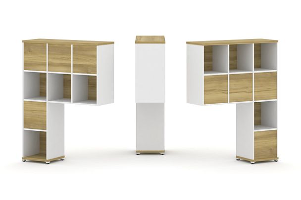 Concept Надставка высокая CN.DNV-005 Дуб Винченцо/Белый Бриллиант/Металл Белый 1099*350*1486 - Вид 1