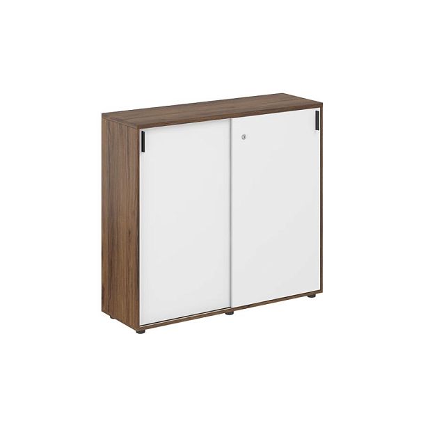 Шкаф купе 1238х400х1125 средний, с замком / корпус цвет: дуб модена, фасады: белый Сигма / Sigma - Вид 1