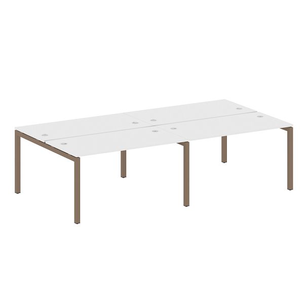 Metal System Quattro Р. ст. на 4 раб. места на П-образном м/к 50БП.СМ-4.3 Белый/Мокко металл 2800*1475*750 - Вид 1