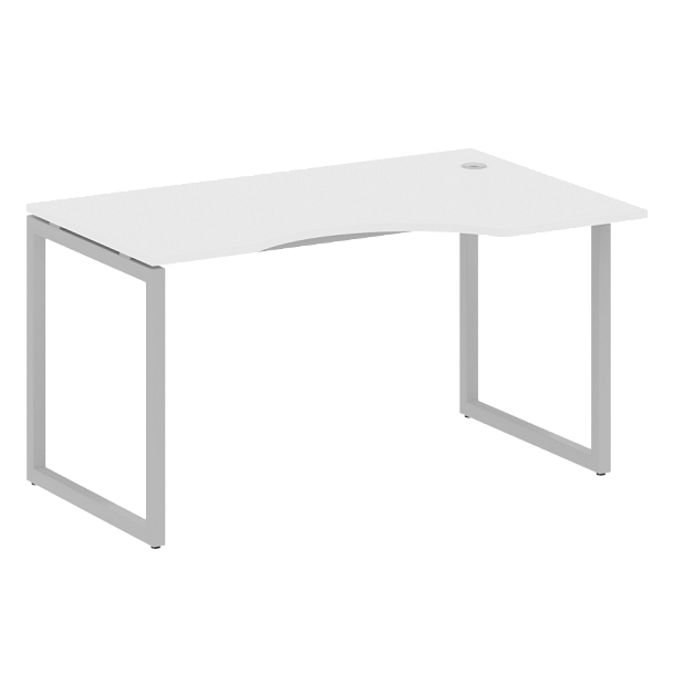 Metal System Quattro Стол криволинейный правый на О-образном м/к 40БО.СА-2 (R) Белый/Серый металл 1400*900*750 - Вид 1