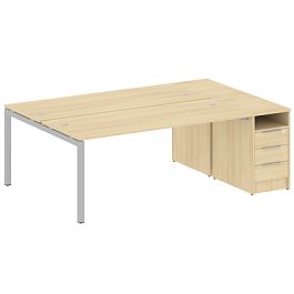 Metal System Quattro Р. ст. с тумбой на П-образном м/к 50БП.РС-СТП-2.5 Акация/Серый металл 2212*1475*750 - Фото предпросмотра