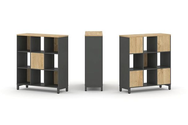 Style Project Набор стеллажа 2-х сторон., 3 яр. SN.NSD-331 Антрацит/Тиквуд Светлый/Металл Антрацит 1 - Вид 1