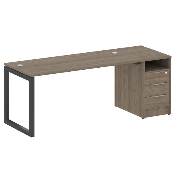 Metal System Quattro Р. ст. с тумбой на О-образном м/к 50БО.РС-СТП-1.4 Вяз/Антрацит металл 2012*720*750 - Вид 1