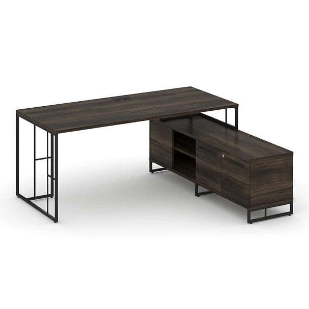 Rift Direct Стол руководителя на опорной тумбой RF.SRT-24 (R) Дуб Мали/Металл Черный 1580*1600*750 - Вид 1