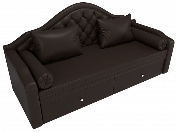Прямой диван софа Сойер (полностью экокожа коричневая) - Вид 5