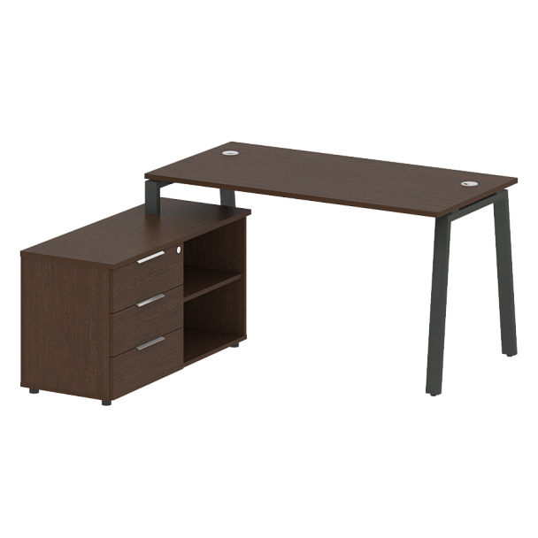 Metal System Р. ст. с тумбой на А-образном м/к БА.РС-СТС-2.3 (L) Венге/Антрацит металл 1500*1520*750 - Вид 1