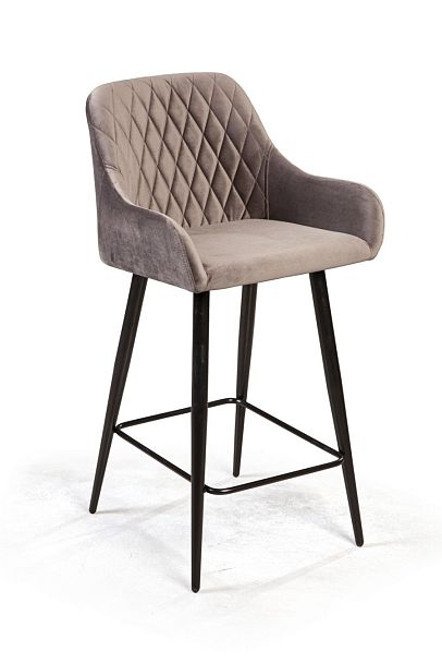 Стул полубарный Robert поворотный 360 градусов, бархат светло-серый 26 - Вид 1