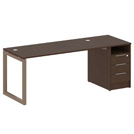 Metal System Quattro Р. ст. с тумбой на О-образном м/к 50БО.РС-СТП-1.4 Венге/Мокко металл 2012*720*750 - Фото предпросмотра