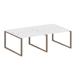 Metal System Р. ст. на 4 раб. места на О-образном м/к БО.СМ-4.2 Белый/Мокко металл 2400*1475*750 - Фото предпросмотра