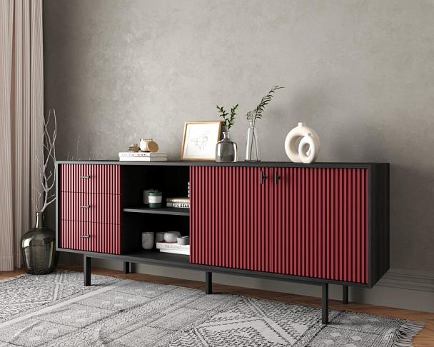 Комод с дверками и нишей Emerson арт EM15/red/L - Вид 3