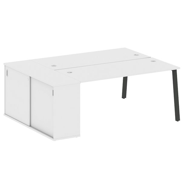 Metal System Р. ст. с шкафом-купе на А-образном м/к БА.РС-СШК-1.4 Т Белый/Антрацит металл 2010*1475*750 - Вид 1