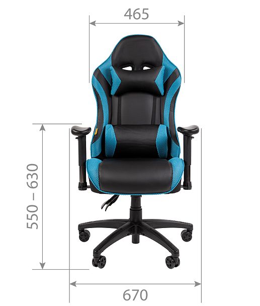 Кресло CHAIRMAN CH43, экокожа, черный/бирюзовый - Вид 5