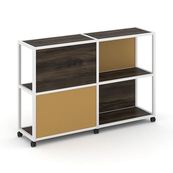 Shelf Mobile Стеллаж 3 уровня 2 секции VR.LT-STK-314.06 Дуб Мали/Металл Белый/W-31 1170*400*1046 - Вид 1