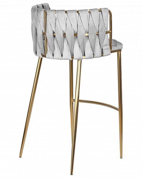 Стул барный DOBRIN EMMA GOLD (светло-серый велюр (135-37)) - Вид 4