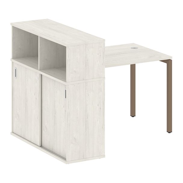 Metal System Quattro Стол письменный с шкафом-купе на П-образном м/к 40БП.РС-СШК-3.1 Т Дуб наварра/Мокко металл 1410*1120*1098 - Вид 1