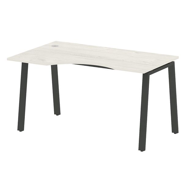 Metal System Стол криволинейный левый на А-образном м/к БА.СА-2 (L) Дуб наварра/Антрацит металл 1400*900*750 - Вид 1