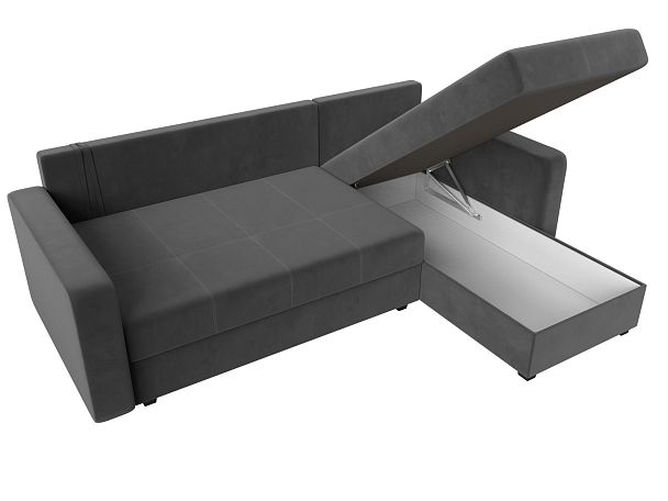 Диван угловой Ливерпуль Лайт правый угол Велюр серый - Вид 9