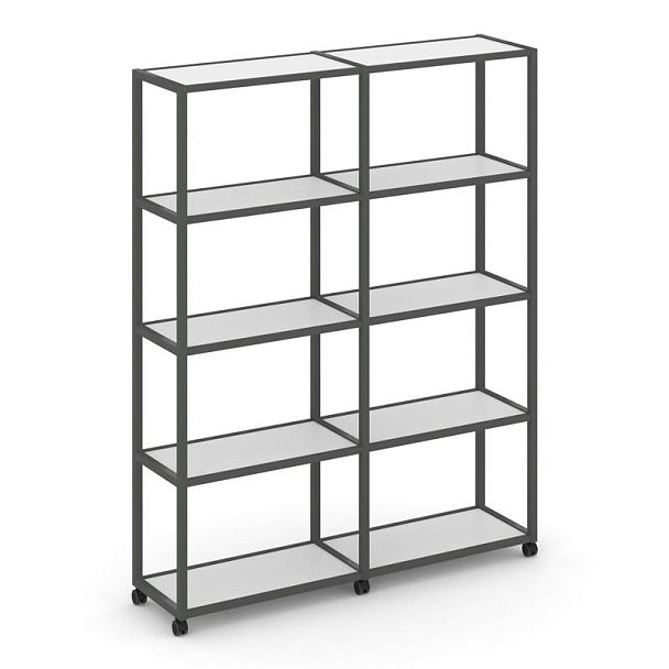 Shelf Mobile Стеллаж 5 уровней 2 секции VR.LT-STK-511.08 Белый Бриллиант/Металл Антрацит 1570*400*2000 - Вид 1