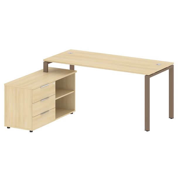 Metal System Р. ст. с тумбой на П-образном м/к БП.РС-СТС-2.4 (L) Акация/Мокко металл 1700*1520*750 - Вид 1