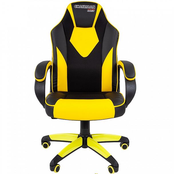 Кресло CHAIRMAN GAME 17, экокожа, черный/желтый - Вид 2