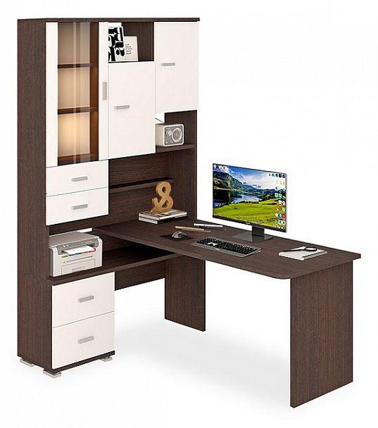 Стол компьютерный Домино СР-620/160 Белый/Венге левый - Вид 1