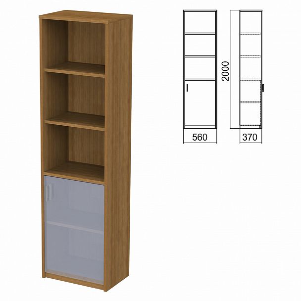 Шкаф полузакрытый ЧАСТЬ 1 "Арго", 560х370х2000 мм, дверь, 4 полки, орех - Вид 2