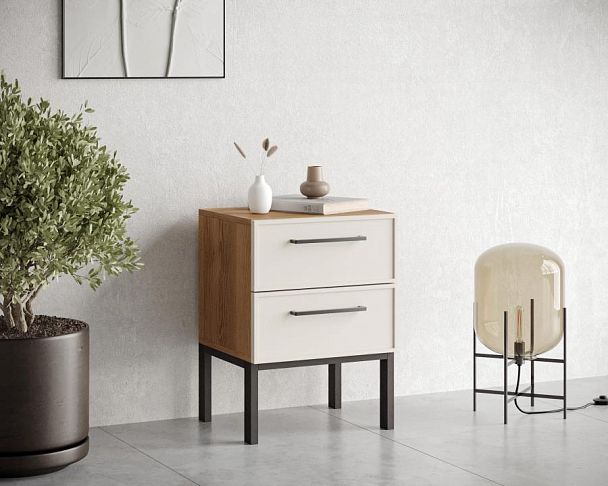 Тумбочка с двумя ящиками Nicole арт NEM16 Белый - Вид 3