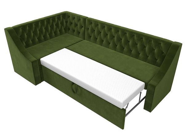 Кухонный угловой диван Мерлин левый (полностью микровельвет зеленый) - Вид 6
