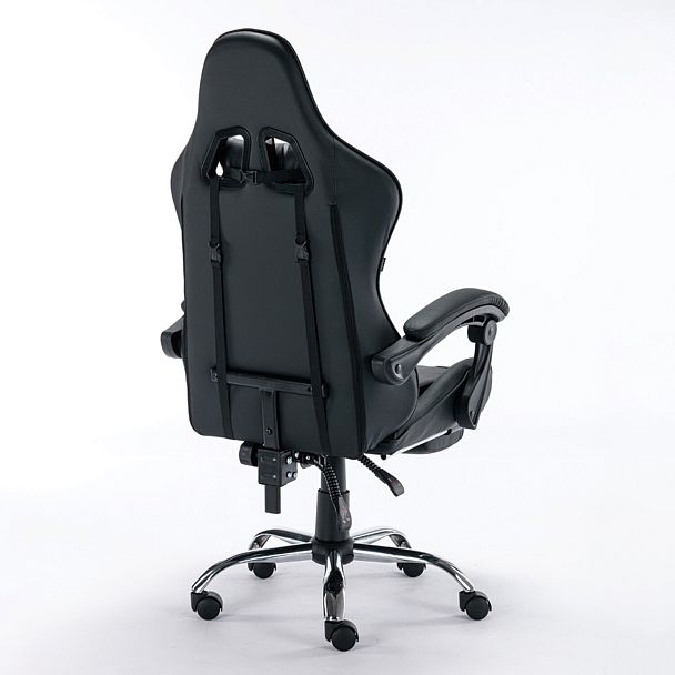 Кресло компьютерное BRABIX "Dexter GM-135", подножка, две подушки, экокожа, черное, 532800 - Вид 4