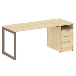 Metal System Quattro Р. ст. с тумбой на О-образном м/к 50БО.РС-СТП-1.3 Акация/Мокко металл 1812*720*750 - Фото предпросмотра