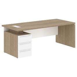 Стол письменный СП-064-25-05(L) Дуб Натуральный/Белый глянец 2000х900х750 KANON - Фото предпросмотра