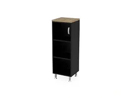 БЕРЛИН / BERLIN Стеллаж закрытый витрина стекло левый 450х430х1290 Шорвуд/Черный - Фото предпросмотра