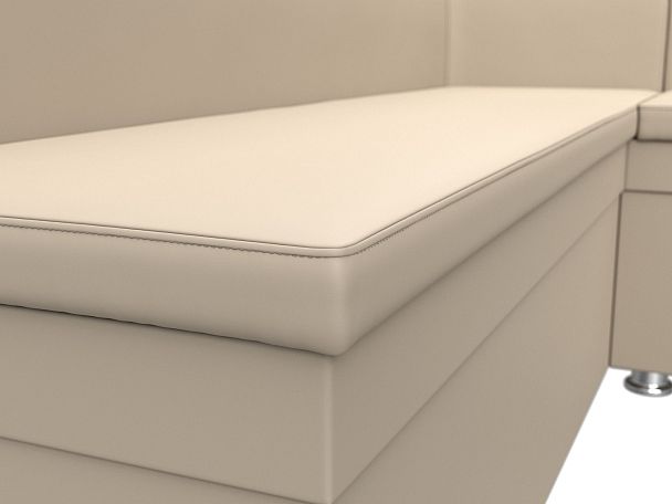Кухонный угловой диван Уют правый (полностью экокожа бежевая) - Вид 4