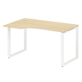 Metal System Стол криволинейный левый на О-образном м/к БО.СА-2 (L) Акация/Белый металл 1400*900*750 - Фото предпросмотра