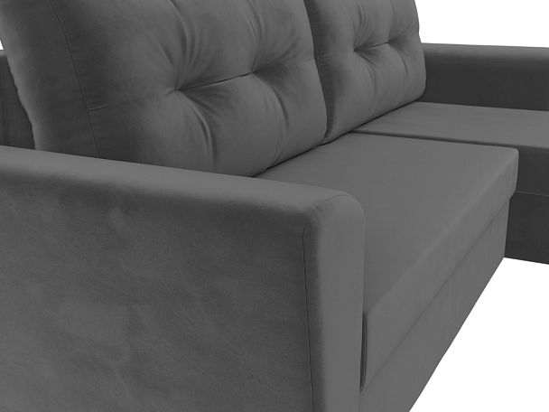 Угловой диван Амстердам Лайт правый (полностью велюр серый) - Вид 4